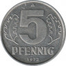 Монета. ГДР. 5 пфеннигов 1968 года . ав.