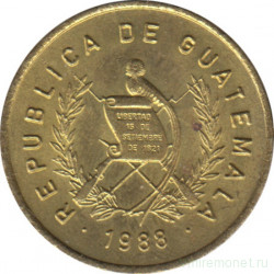 Монета. Гватемала. 1 сентаво 1988 год.
