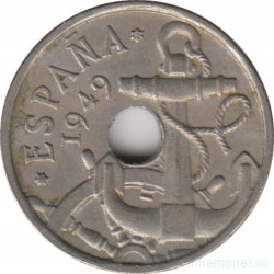 Монета. Испания. 50 сентимо 1952 (1949) год.