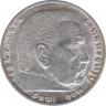 Монета. Германия. Третий Рейх. 5 рейхсмарок 1936 год. Монетный двор - Карлсруэ (G). Новый тип. ав. Монета. Германия. Третий Рейх. 5 рейхсмарок 1936 год. Монетный двор - Карлсруэ (G). Новый тип. ав.