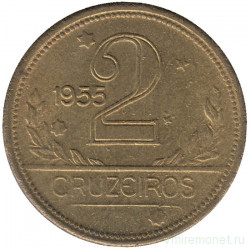 Монета. Бразилия. 2 крузейро 1955 год.
