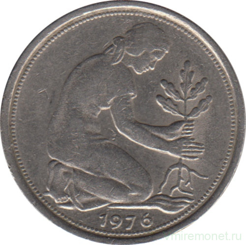 Монета. ФРГ. 50 пфеннигов 1976 год. Монетный двор - Штутгарт (F).