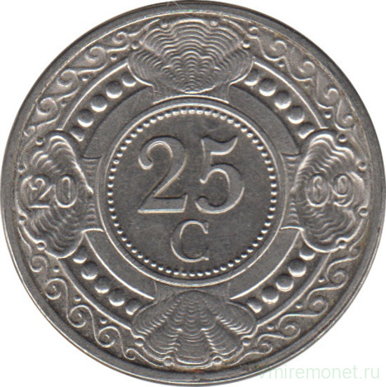 Монета. Нидерландские Антильские острова. 25 центов 2009 год.