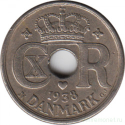 Монета. Дания. 10 эре 1938 год.