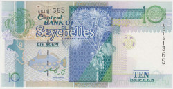 Банкнота. Сейшельские острова. 10 рупий 1998 год. Тип 36b.