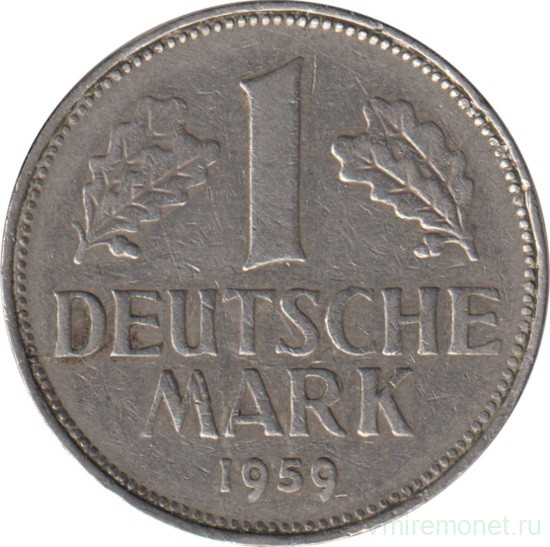 Монета. ФРГ. 1 марка 1959 год. Монетный двор - Штутгарт (F).