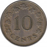 Монета. Мальта. 10 центов 1972 год. рев.