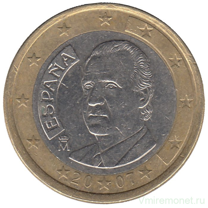Монета. Испания. 1 евро 2007 год.