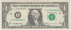Банкнота. США. 1 доллар 1995 год. Серия I.