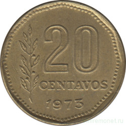Монета. Аргентина. 20 сентаво 1973 год.