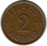 Монета. Исландия. 2 аурара 1940 год.