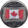 Монета. Канада. 25 центов 2015 год. 50 лет флагу Канады. Цветная эмаль. ав.