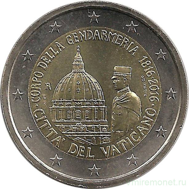Монета. Ватикан. 2 евро 2016 год. Жандармерия Ватикана. Буклет, коинкарта.