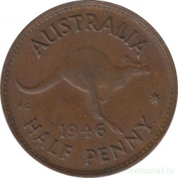 Монета. Австралия. 1/2 пенни 1946 год.