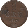  Монета. Швеция. 1 эре 1880 год. ав.