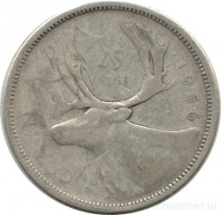 Монета. Канада. 25 центов 1956 год.