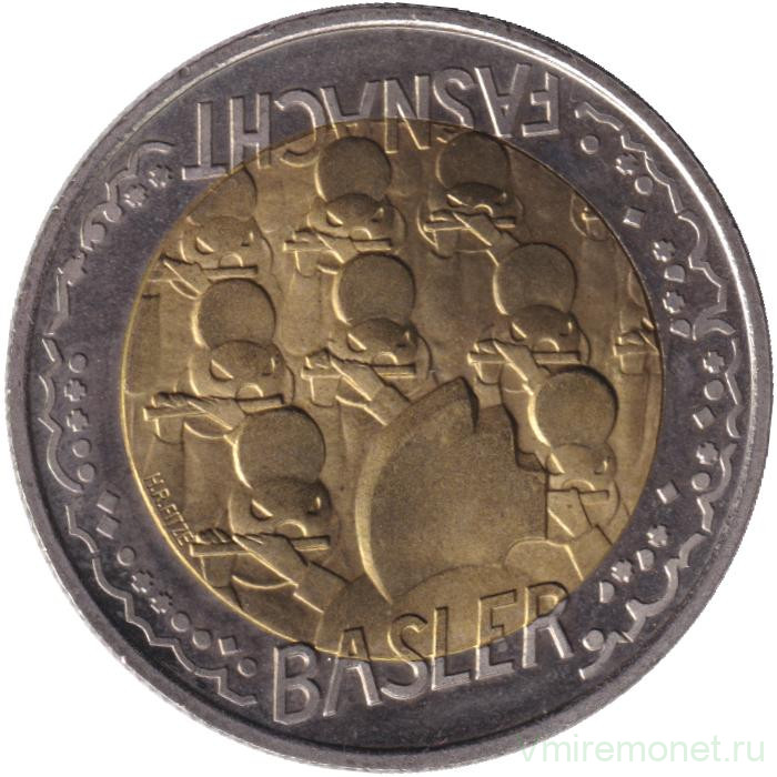 Монета. Швейцария. 5 франков 2000 год. Карнавал в Базеле.