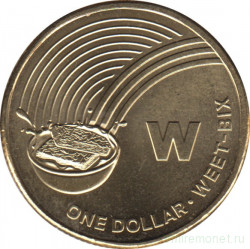 Монета. Австралия. 1 доллар 2019 год.  Английский алфавит. Буква "W".