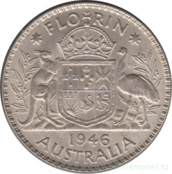Монета. Австралия. 1 флорин (2 шиллинга) 1946 год.