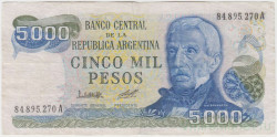 Банкнота. Аргентина. 5000 песо 1977 - 1983 года. Тип 305а (2).