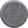  Монета. Турция. 2.5 лиры 1966 год. ав.