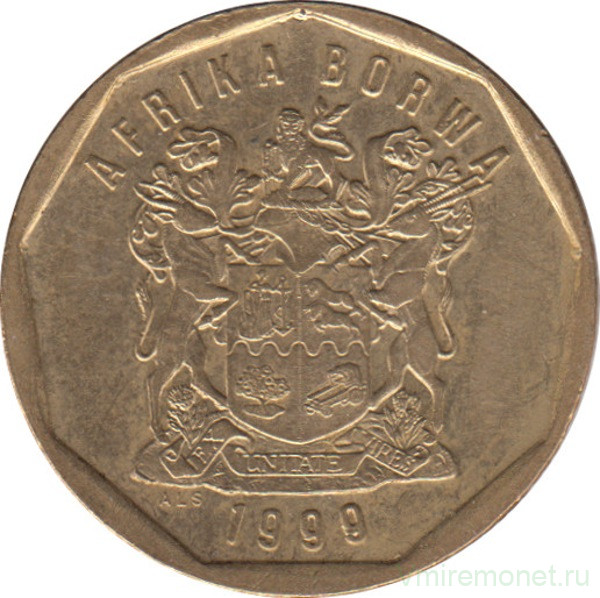 Монета. Южно-Африканская республика (ЮАР). 50 центов 1999 год.