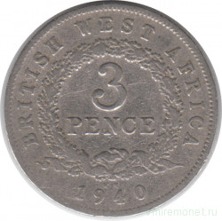 Монета. Британская Западная Африка. 3 пенса 1940 год. (KN).