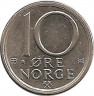 Монета. Норвегия. 10 эре 1980 год. (со звездой) рев
