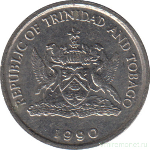 Монета. Тринидад и Тобаго. 10 центов 1990 год.