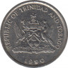 Монета. Тринидад и Тобаго. 10 центов 1990 год. ав.