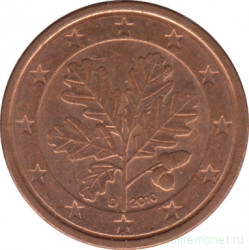 Монета. Германия. 1 цент 2010 год. (D).