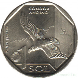 Монета. Перу. 1 соль 2017 год. Фауна Перу. Андский кондор.