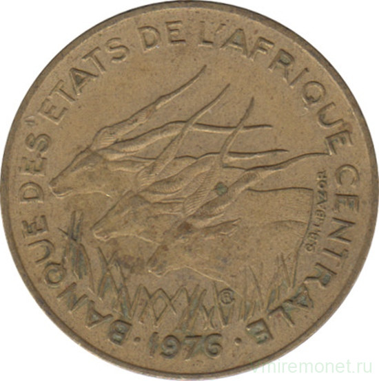 Монета. Центральноафриканский экономический и валютный союз (ВЕАС). 5 франков 1976 год.
