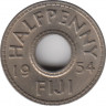 Монета. Фиджи. 1/2 пенни 1954 год. ав.