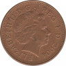 Монета. Великобритания. 1 пенни 2004 год. ав.