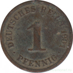 Монета. Германия (Германская империя 1871-1922). 1 пфенниг 1901 год. (А).