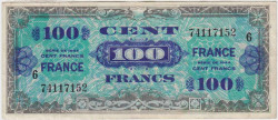 Банкнота. Франция. Американская оккупация. 100 франков 1944 год. Второй выпуск. Тип 123c.