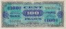 Банкнота. Франция. Американская оккупация. 100 франков 1944 год. Второй выпуск. Тип 123c. ав.