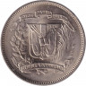 Монета. Доминиканская республика. 25 сентаво 1972 год.