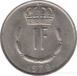 Монета. Люксембург. 1 франк 1977 год.