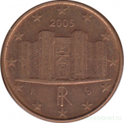 Монета. Италия. 1 цент 2005 год.