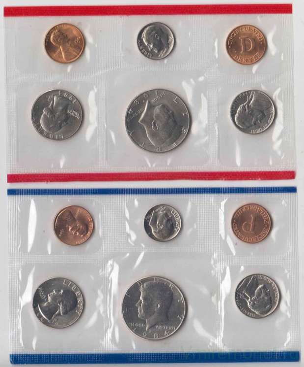 Монета. США. Годовой набор 1984 год. Монетные дворы P и D.