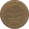  Монета. ФРГ. 5 пфеннигов 1950 год. Монетный двор - Карлсруэ (G). ав.