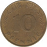  Монета. ФРГ. 10 пфеннигов 1950 год. Монетный двор - Гамбург (J). рев.