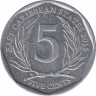 Монета. Восточные Карибские государства. 5 центов 2015 год. ав.