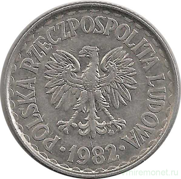 Монета. Польша. 1 злотый 1982 год.