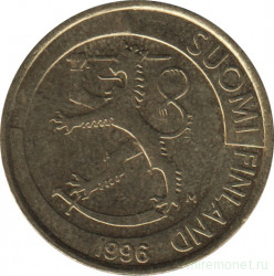 Монета. Финляндия. 1 марка 1996 год.