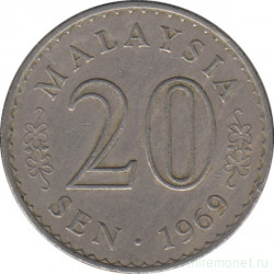 Монета. Малайзия. 20 сен 1969 год.