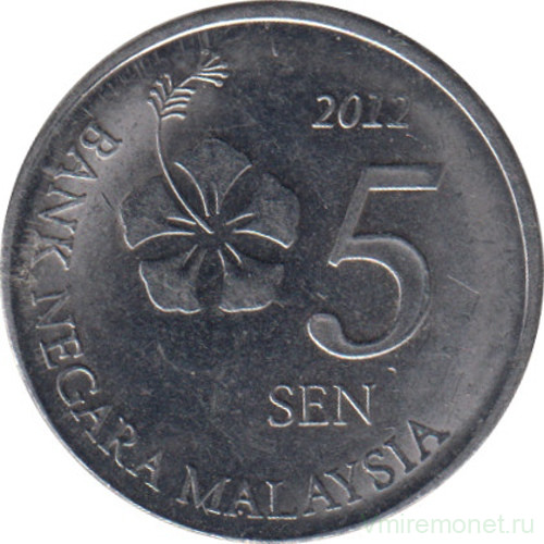 Монета. Малайзия. 5 сен 2012 год.