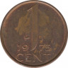 Монета. Нидерланды. 1 цент 1973 год. ав.